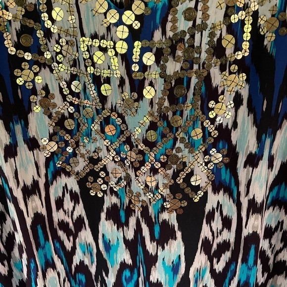 NWT Figue Anais Blue Ikat  Party Mini Dress Women's Sequins Fringe Size Small‎ - Picture 15 of 16